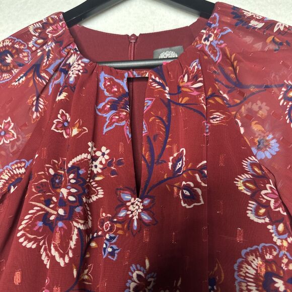 Vince Camuto Women Printed Fit & Flare Dress Red Multi Size 6 - Picture 4 of 10